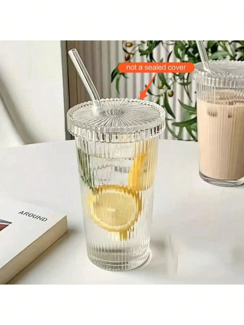 Striped Iced Coffee Cup with Lid & Straw | Reusable Iced Coffee Cup Qme