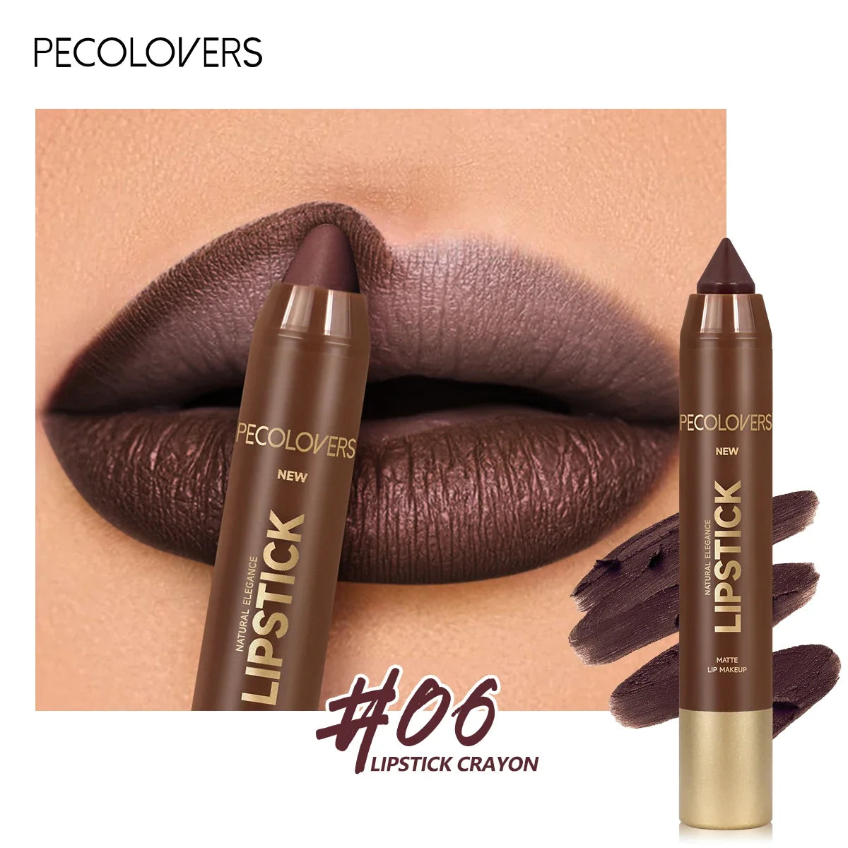 Fine Tip Matte Lip Liner Pen – Soft Mist Crayon, 6 Shades Lip Liner Crayon Qme 06