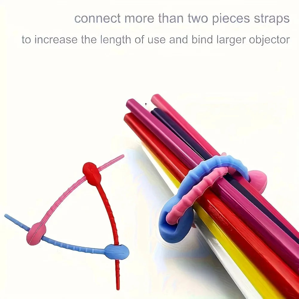 50-Pack Reusable Silicone Cable Ties – Wire & Bag Organizer Silicone Cable Ties Qme