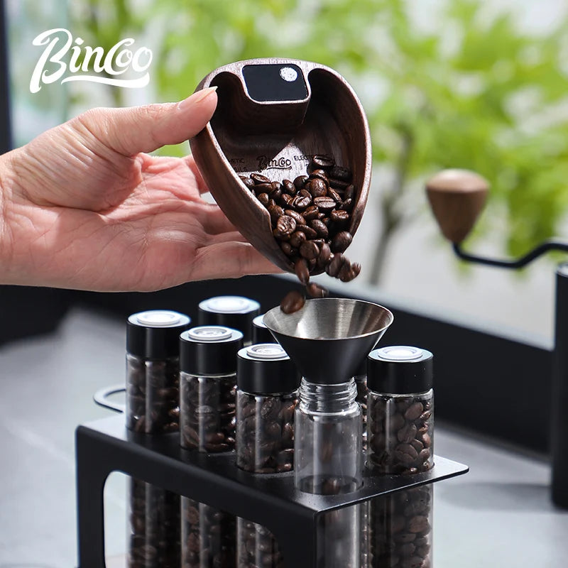 Bincoo Walnut Coffee Scale – Rechargeable Precision Kitchen Scale Coffee Kitchen Scale Qst