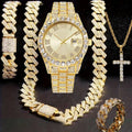 5-Piece Jewelry & Watch Set – Necklace, Bracelet, Ring, Earrings Jewelry & Watch Set Qme Gold