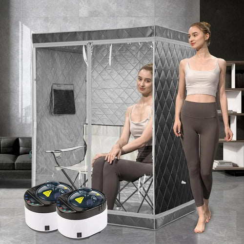 1-2 Person Portable Steam Sauna Tent with 4L Steamer – Home Spa Steam Sauna Tent Qst