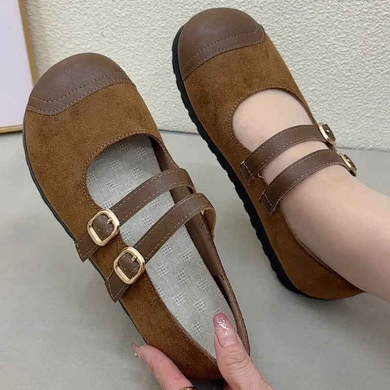 Women's Retro Mary Jane Flats – Buckle Strap Non-Slip Shoes Women's Flat Shoes Qst
