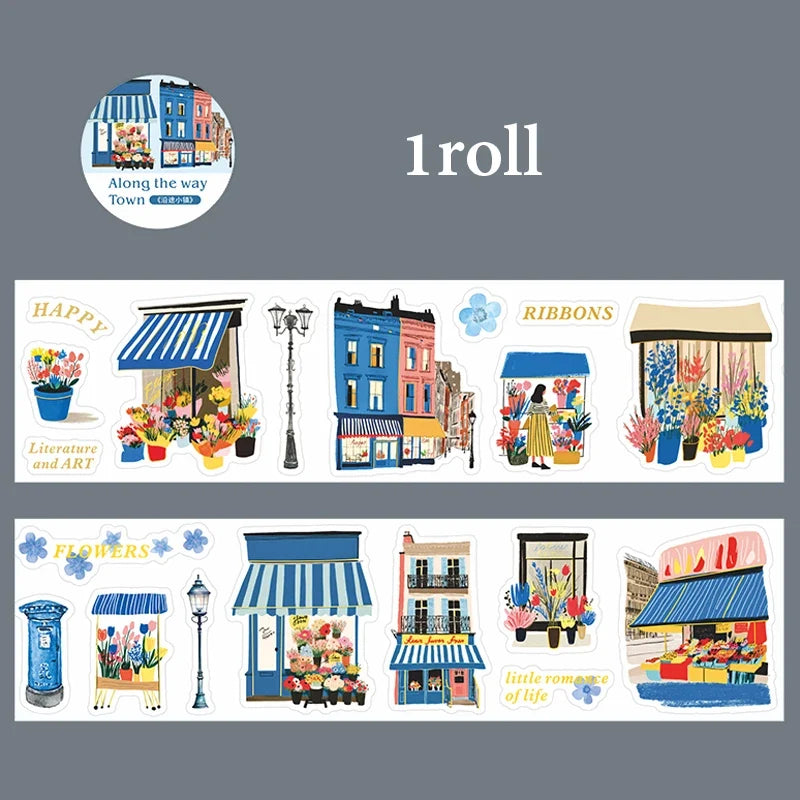 European Town Streetscape Washi Tape – Vintage House Pattern Decorative Washi Tape Qme B
