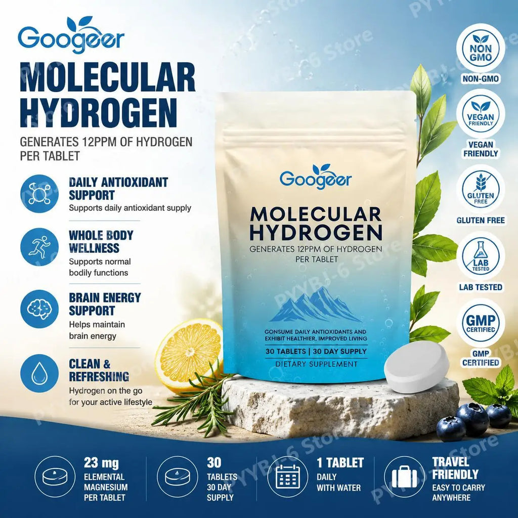 Googeer Molecular Hydrogen Tablets 30ct – Magnesium Antioxidant Hydrogen Supplement Tablet Qst