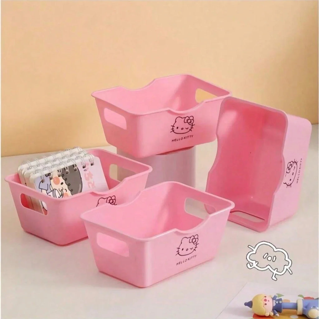Hello Kitty Desktop Storage Basket | Cute Desk Organizer Desktop Storage Basket Qme