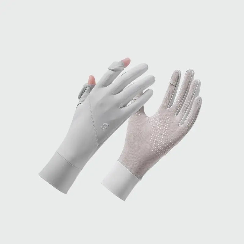 Women's Ice Silk UV Protection Gloves – Cycling & Driving Sun Protection Gloves Qst 2 Gray