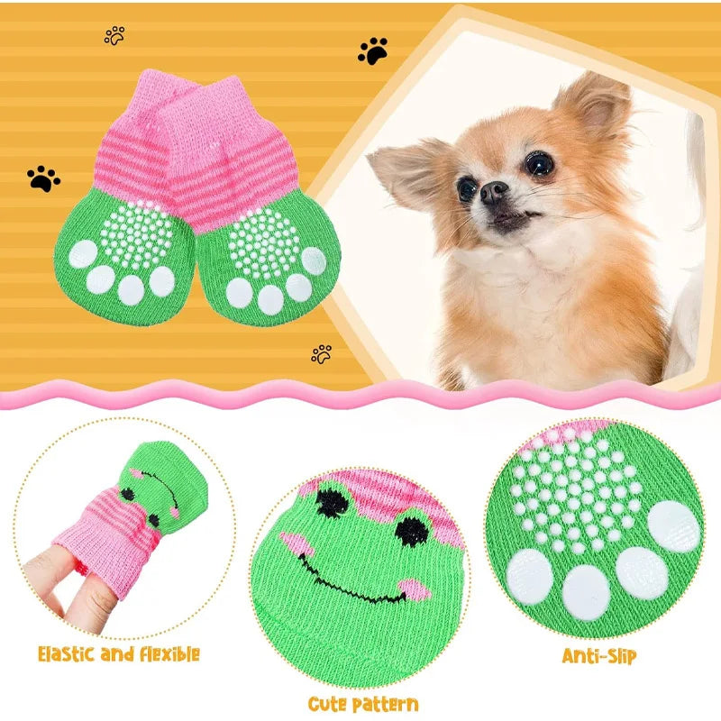Anti-Slip Paw Socks for Small Dogs & Cats | Indoor Protection Pet Paw Protectors Qme
