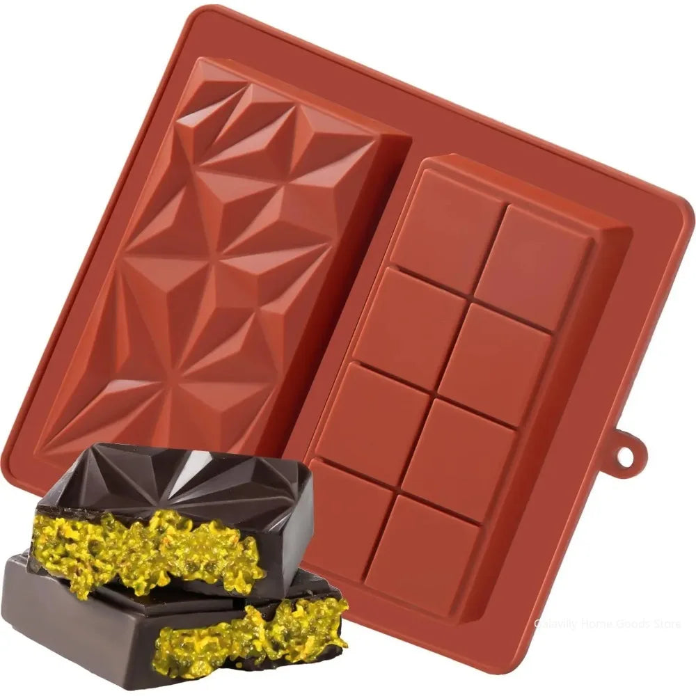 Dubai Chocolate Bar Silicone Mold – Large Thick Filling Bars Silicone Chocolate Mold Qme