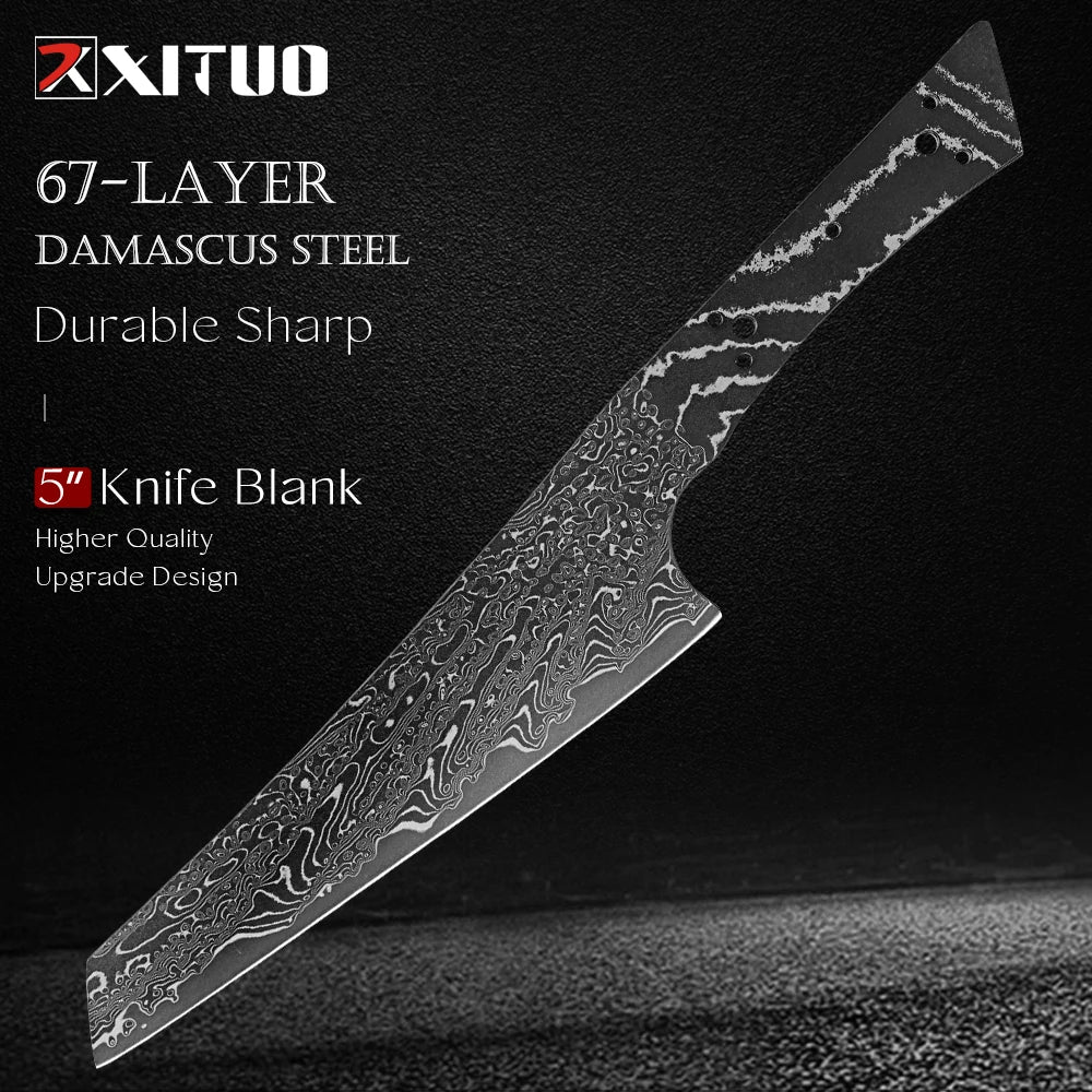 Damascus Steel Chef Knife Blank – Hand Forged Black Blade Knife Making Blank Qst