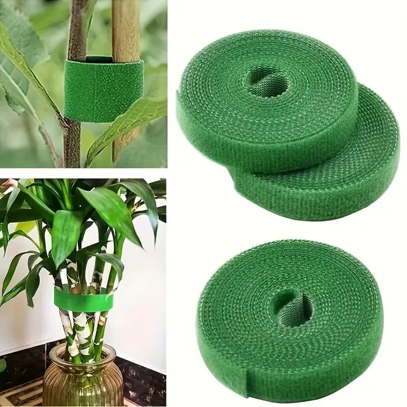 3 Rolls Green Garden Twine Plant Ties Nylon Hook & Loop Garden Plant Ties Qme