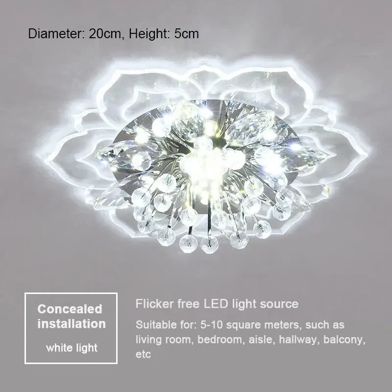 Modern LED Crystal Ceiling Chandelier – 6 Colors | Indoor Crystal LED Chandelier Qme White Concealed