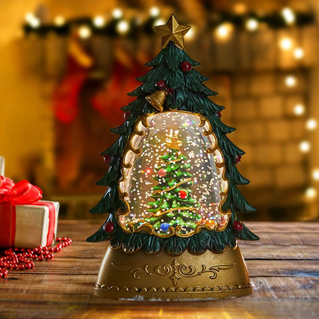 Battery-Operated Christmas Snow Globe Glowing Decoration Christmas Snow Globe Qme