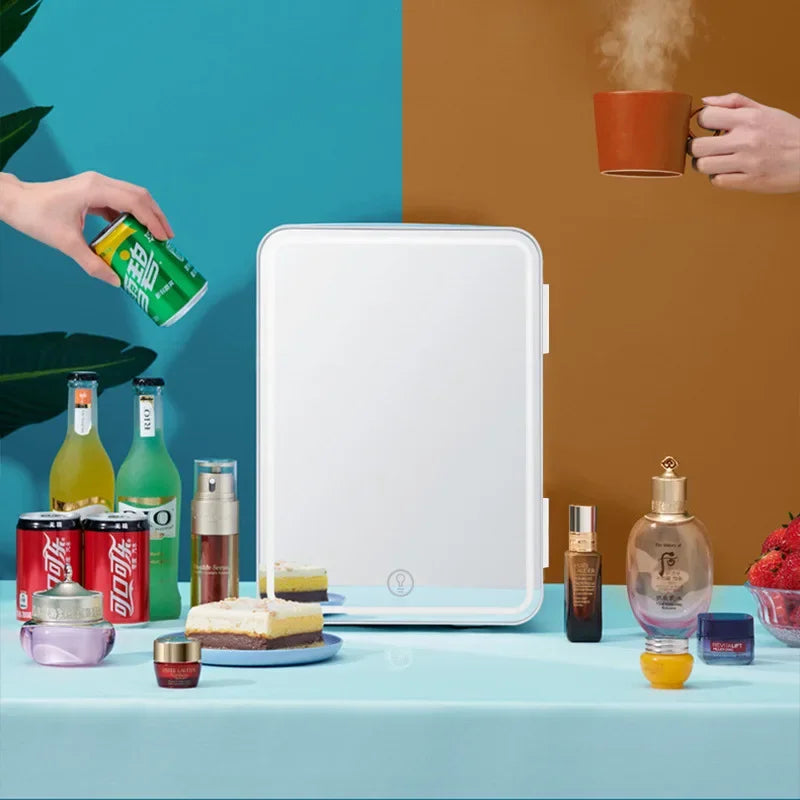 6L Makeup Mini Fridge with LED Mirror – 2-in-1 Vanity Cooler Vanity Mini Fridge Qst