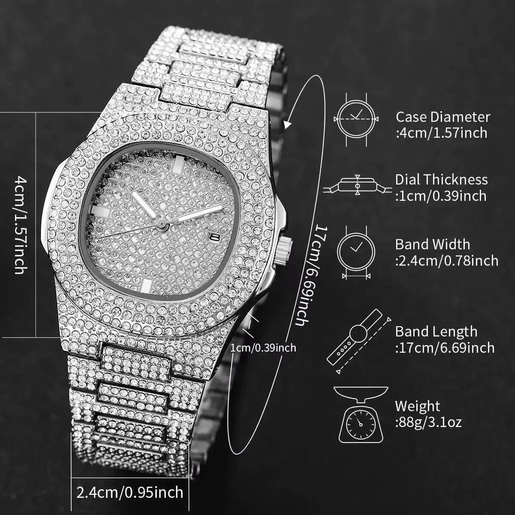 Men's Quartz Sport Watch | Stainless Steel & Calendar Men's Quartz Watch Qme