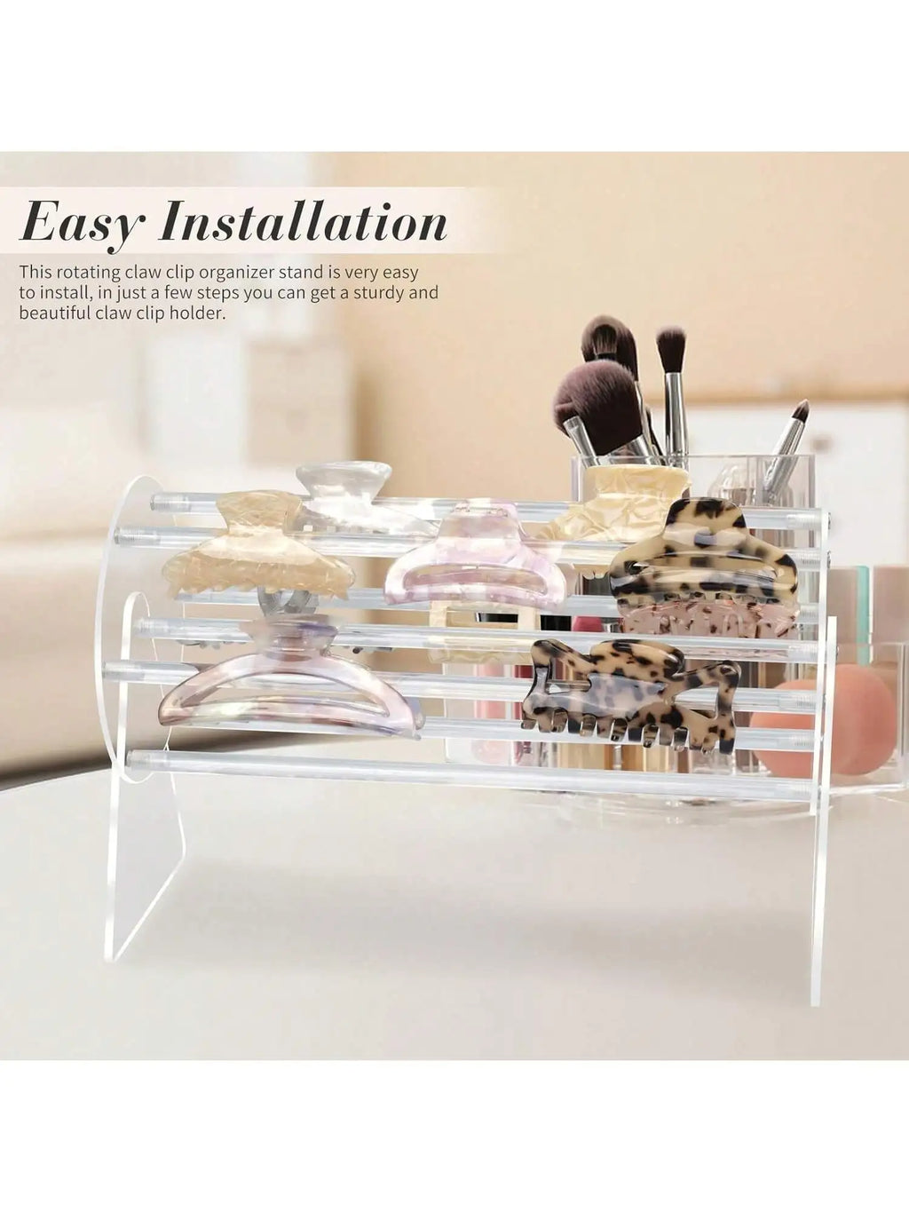 360° Rotating Acrylic Claw Clip Storage Rack & Hair Clip Holder Hair Clip Organizer Qme