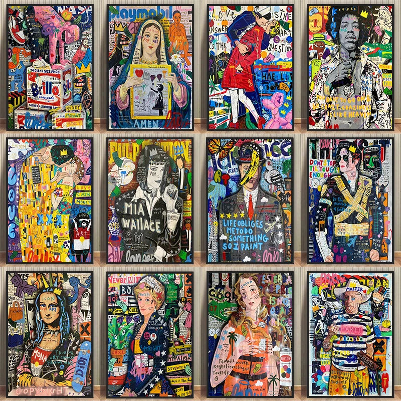 Pop Art Canvas Poster – Singer Star Portrait Graffiti Wall Art Canvas Wall Art Qst