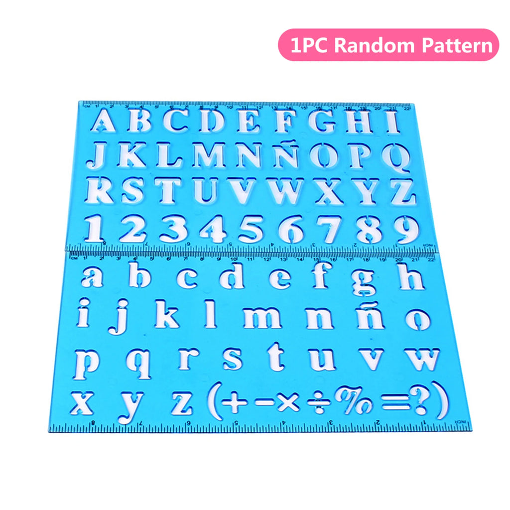 Plastic Alphabet & Number Stencil Ruler – Kids Learning Tool Stencil Ruler Qst
