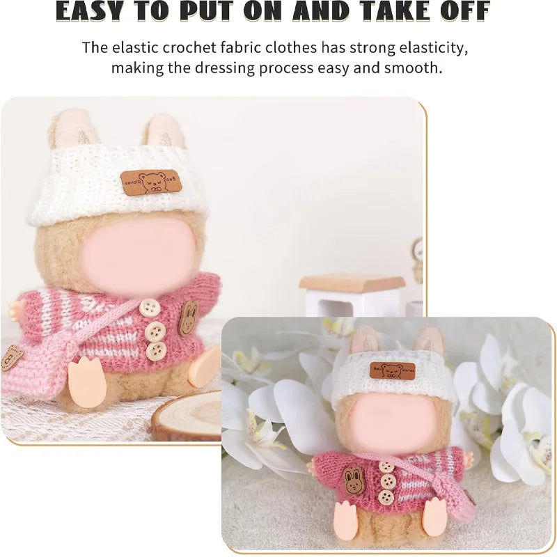 Labubu Crochet 3-Piece Doll Clothing Set – 15cm Accessories Doll Clothing Set Qme