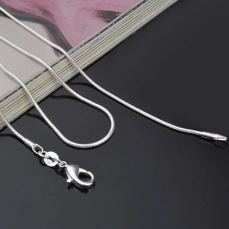 925 Sterling Silver Snake Chain Necklace Women – 1mm, 16–24" Sterling Silver Necklace Qme