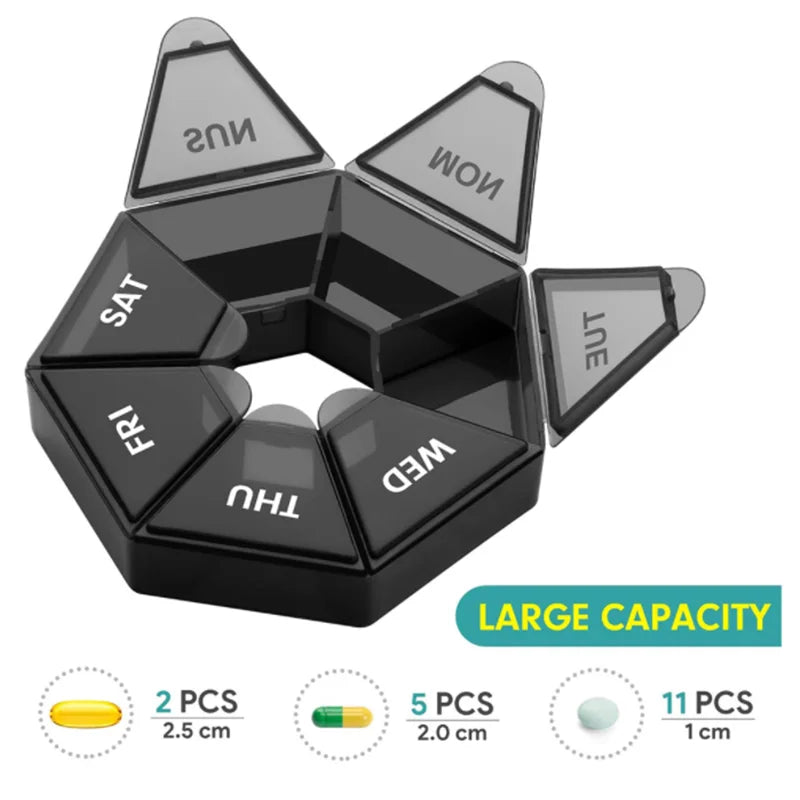 7-Day Pill Organizer – Portable Weekly Tablet & Vitamin Case Pill Organizer Qme