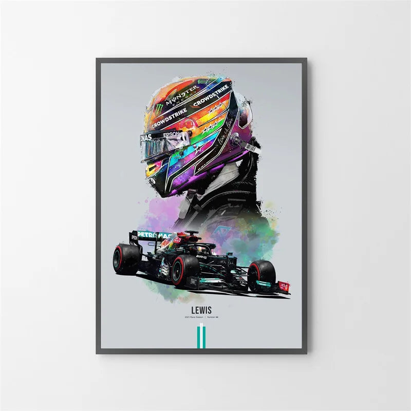 Watercolor F1 Racing Driver Helmet Canvas Print Wall Art Canvas Wall Art Qst