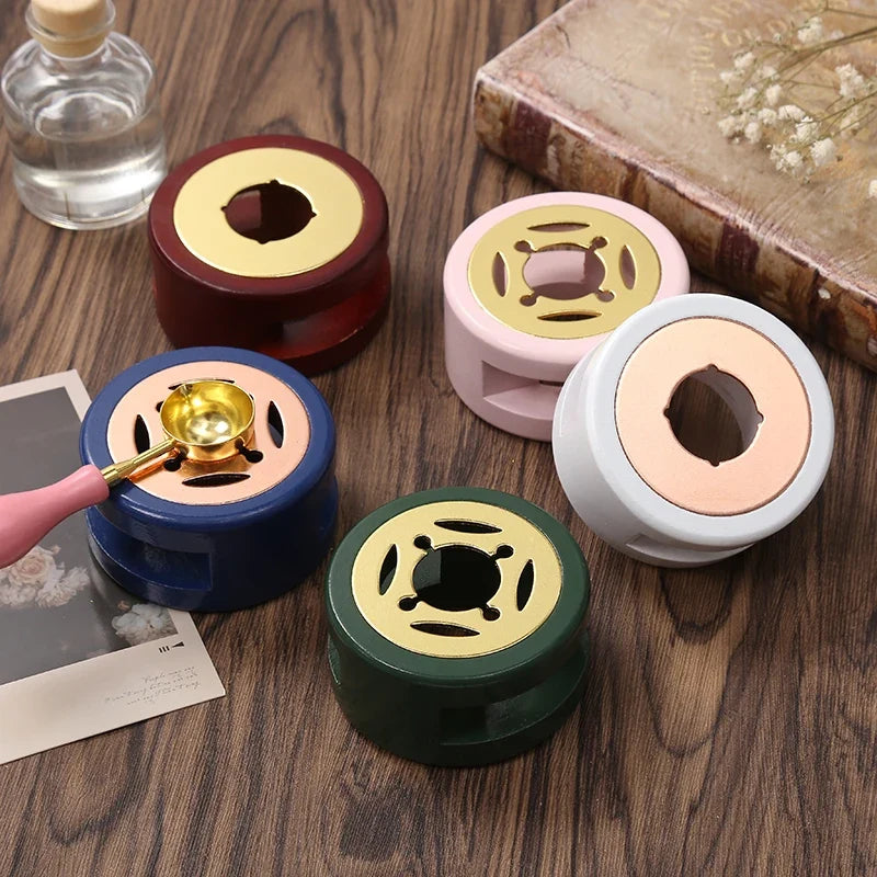 Retro Solid Wood Sealing Wax Burner Melting Pot & Spoon Wax Seal Burner Set Qme