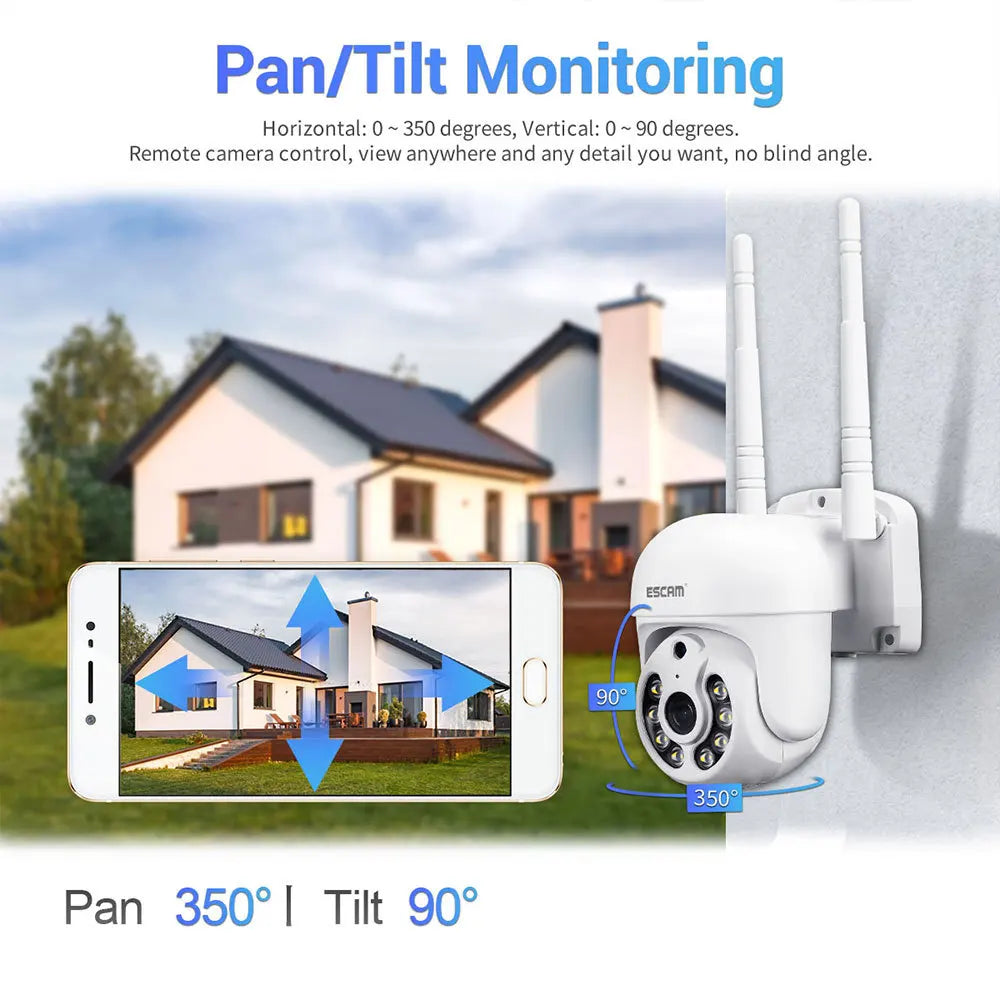 ESCAM 3MP HD Wireless CCTV System | PTZ Two-Way Audio Cameras Wireless CCTV System Qme