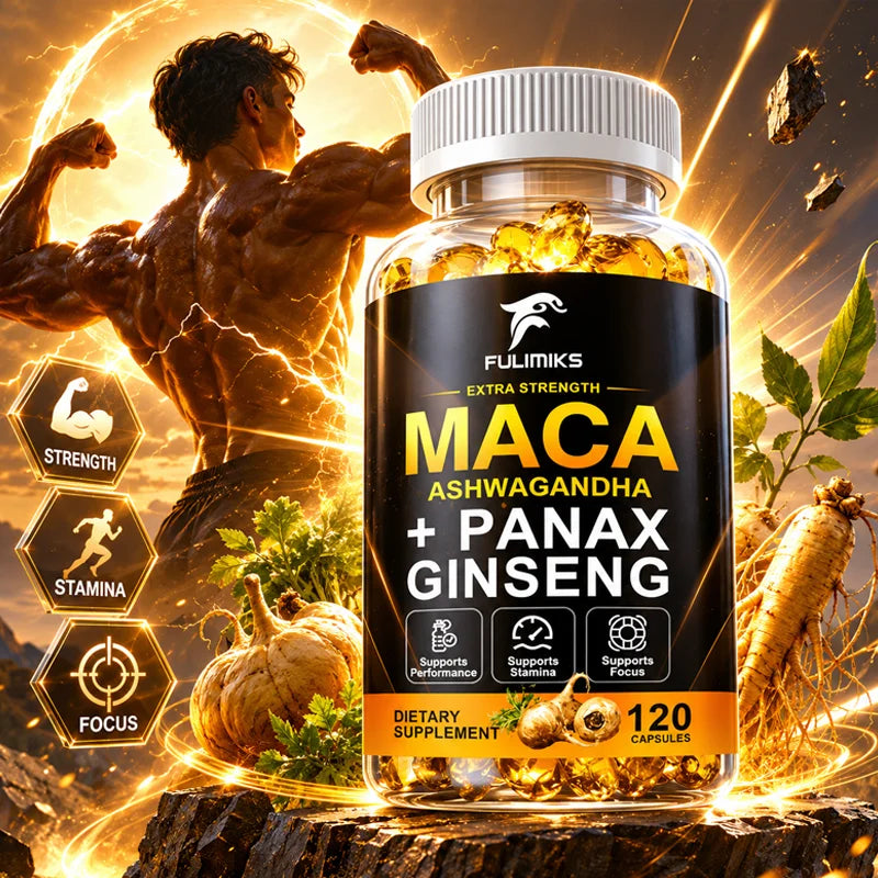Fulimiks Maca Root Capsules – Ginseng & Ashwagandha 120ct Herbal Supplement Qst