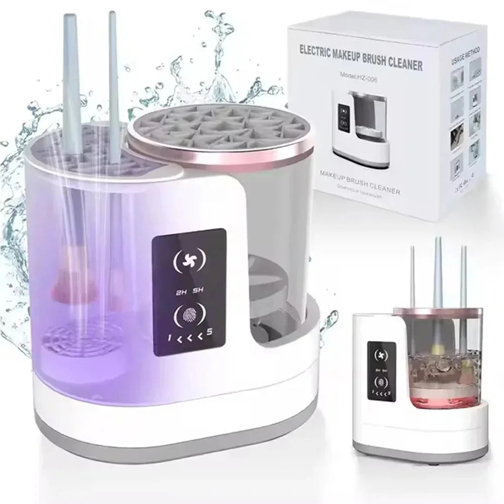 3-in-1 Electric Makeup Brush Cleaner, Dryer & Holder Makeup Brush Cleaner Qst White