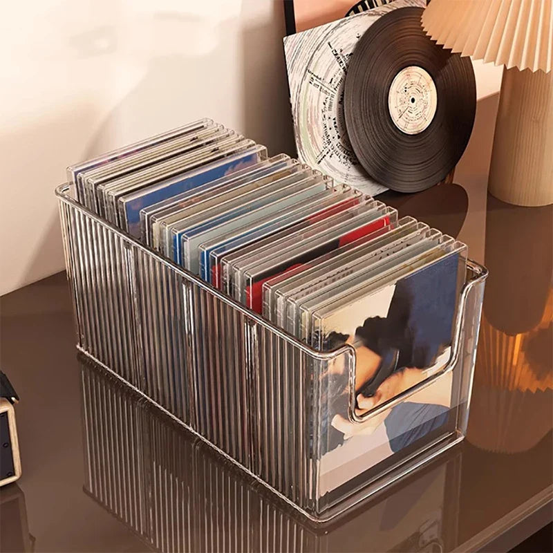 Magnetic CD & Vinyl Record Storage Box – Desktop Disc Rack Disc Storage Box Qme