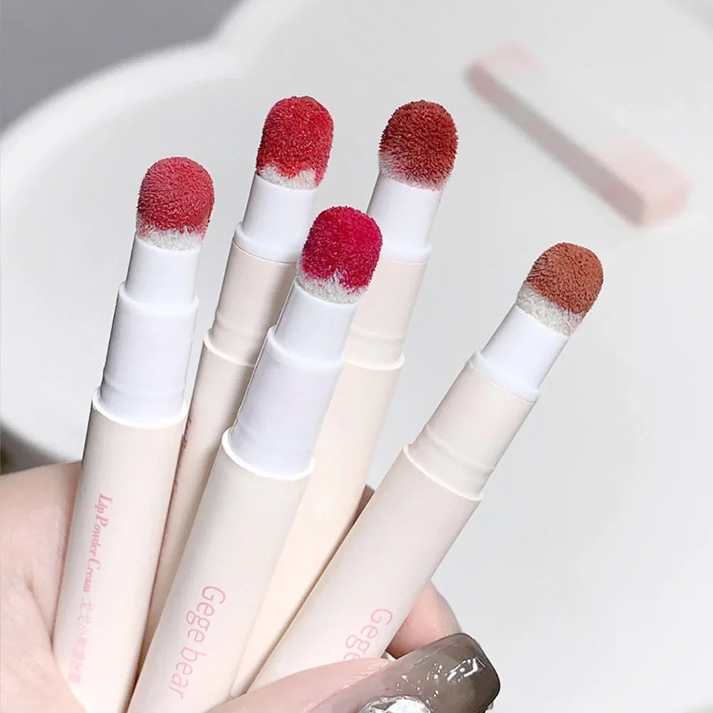 Gege Bear Sponge Tip Lip Powder Cream – Matte Lippie Gift Lip Powder Cream Qme