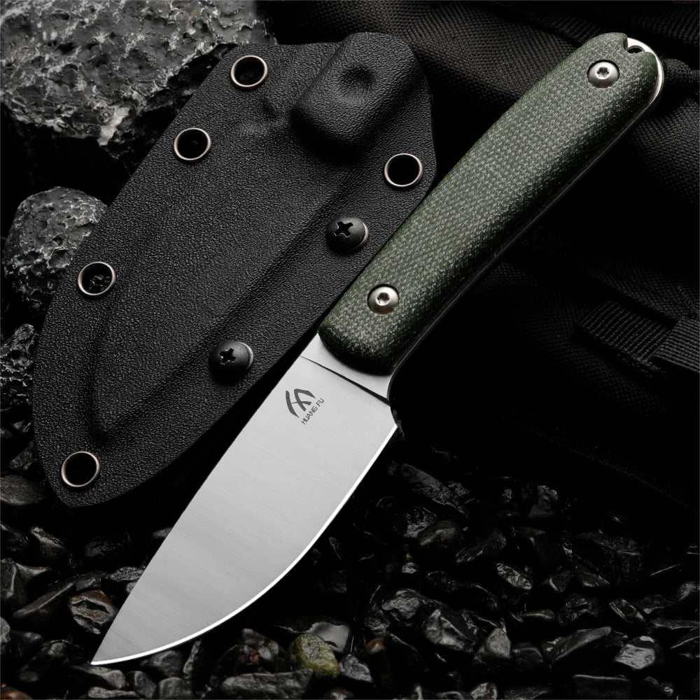 HUANGFU Fixed Blade Camping Knife – Outdoor Survival Tool Fixed Blade Knife Qst BK010