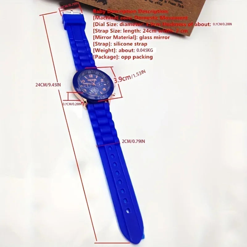 Round Triple Dial Quartz Watch Silicone Band – 15 Colors | Qme Quartz Wristwatch Qme