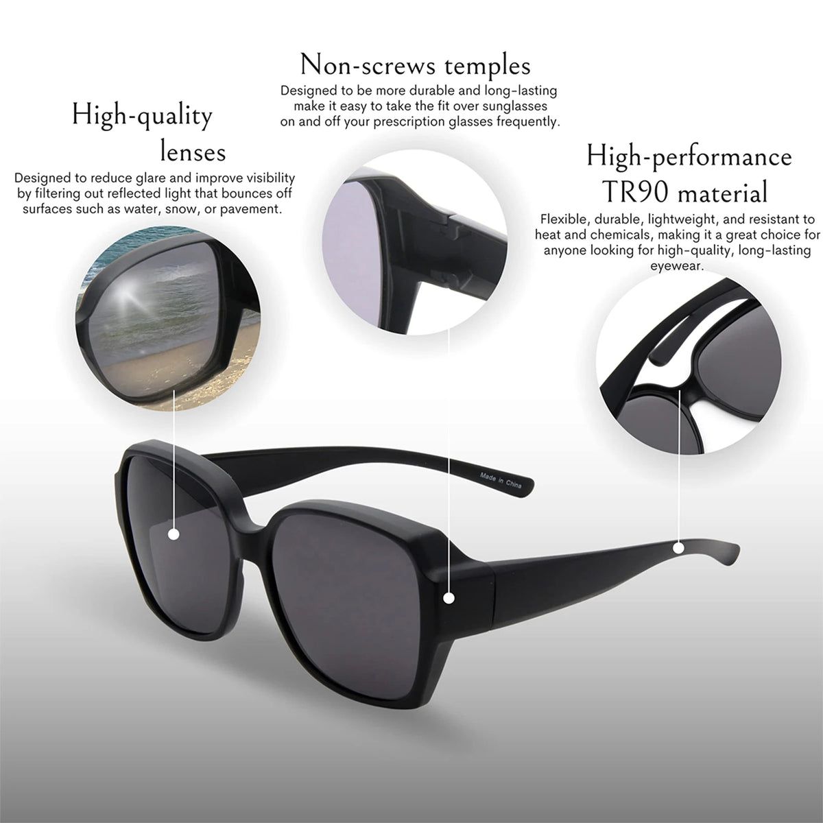 VOPHA Fit Over Sunglasses UV400 Wraparound – Men & Women Fit Over Sunglasses Qst