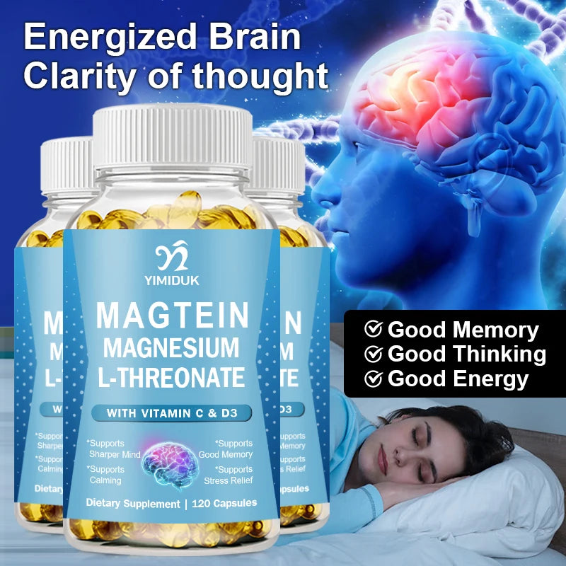 Magnesium L-Threonate 120 Capsules | Cognitive & Sleep Support Magnesium Supplement Qst