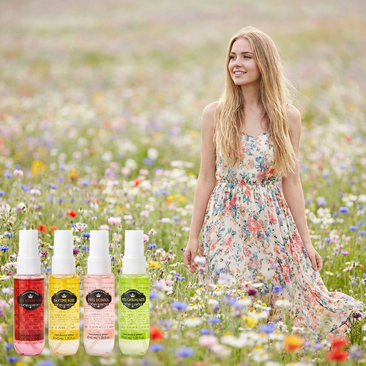 4-Piece Alcohol-Free Unisex Fragrance Spray Set | EDC Gift Fragrance Spray Set Qme