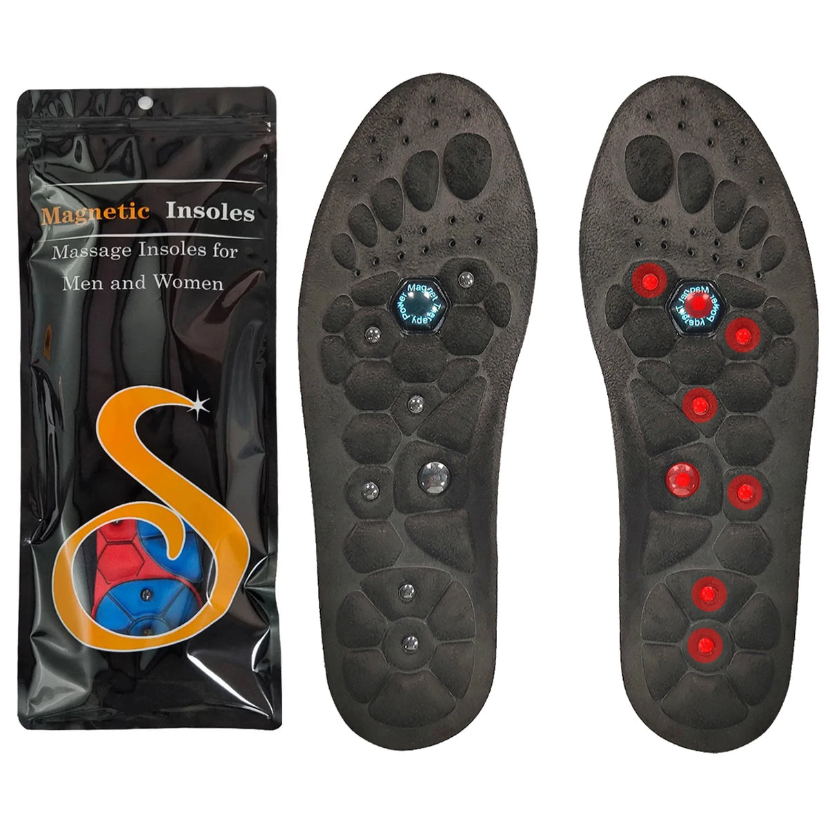 Magnetic Acupressure Insoles – Arch Support & Reflexology Acupressure Insoles Qst Black L(44-47)