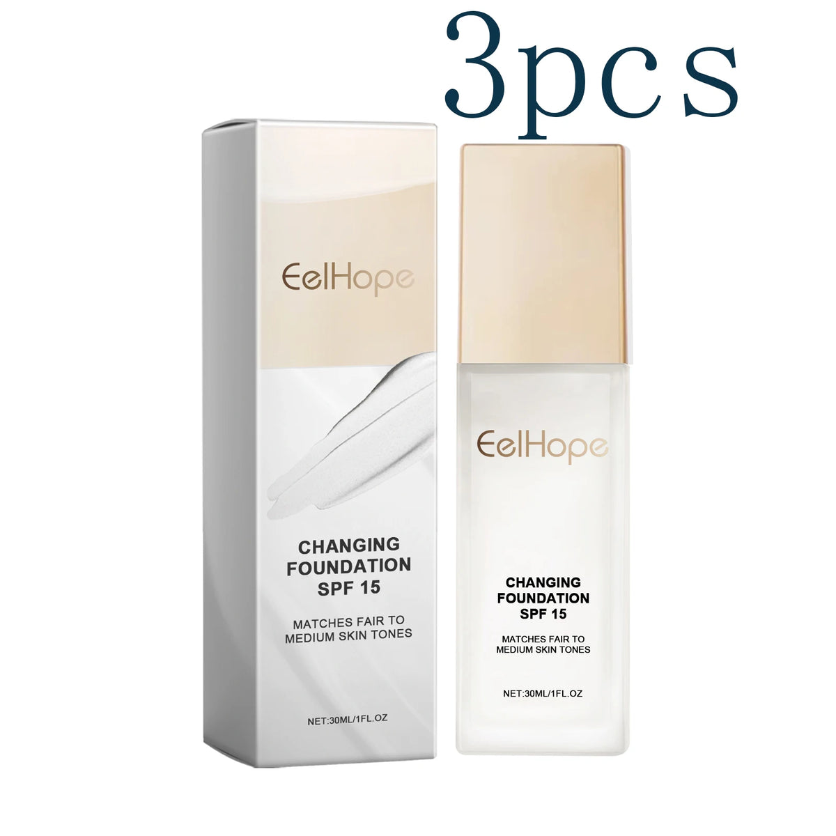 Eelhope Moisturizing Foundation – Hydrating Long-Lasting Coverage Cream Foundation Qst 3pcs