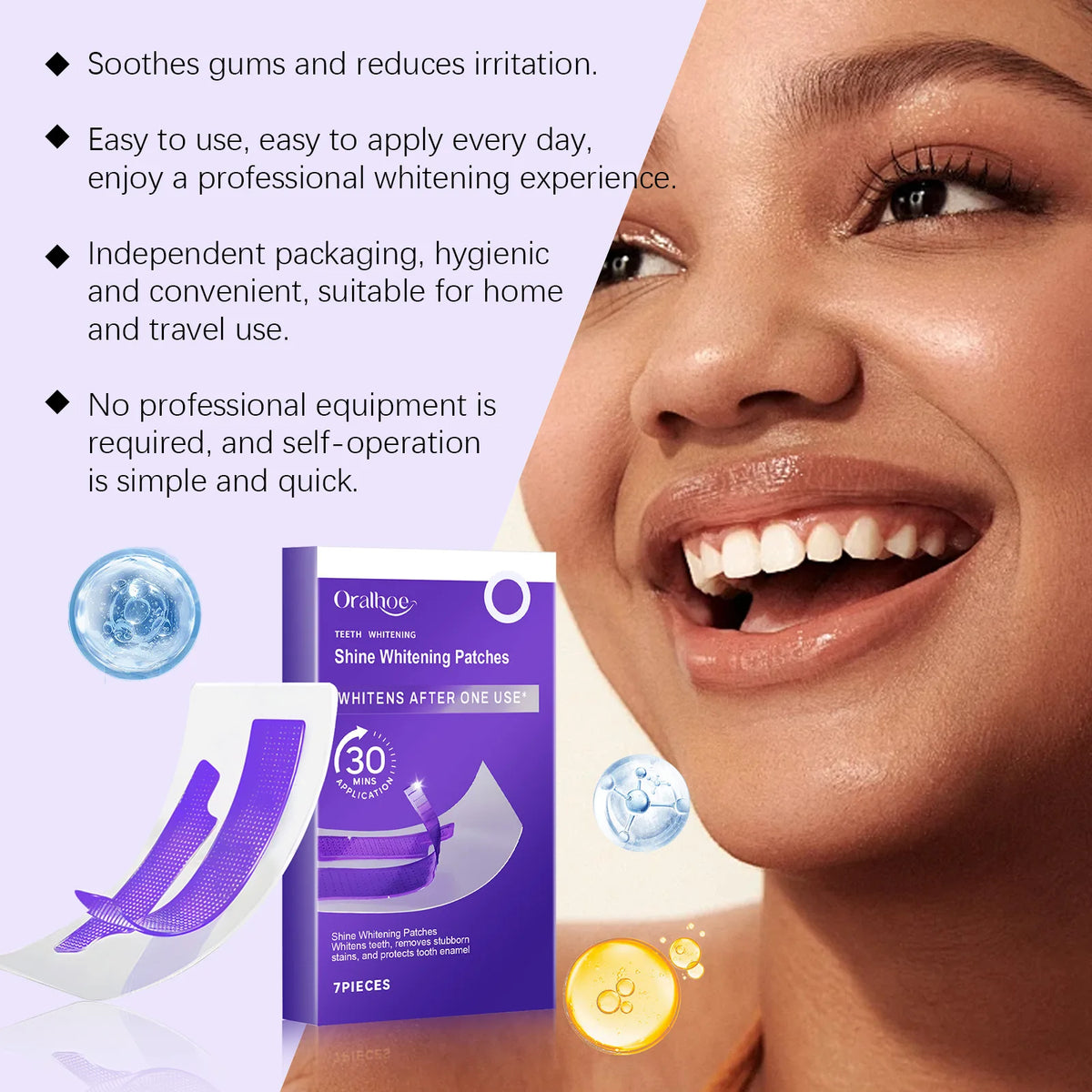 Oralhoe Teeth Whitening Strips – Natural Gel, 7/14/21 Pcs Teeth Whitening Strips Qst