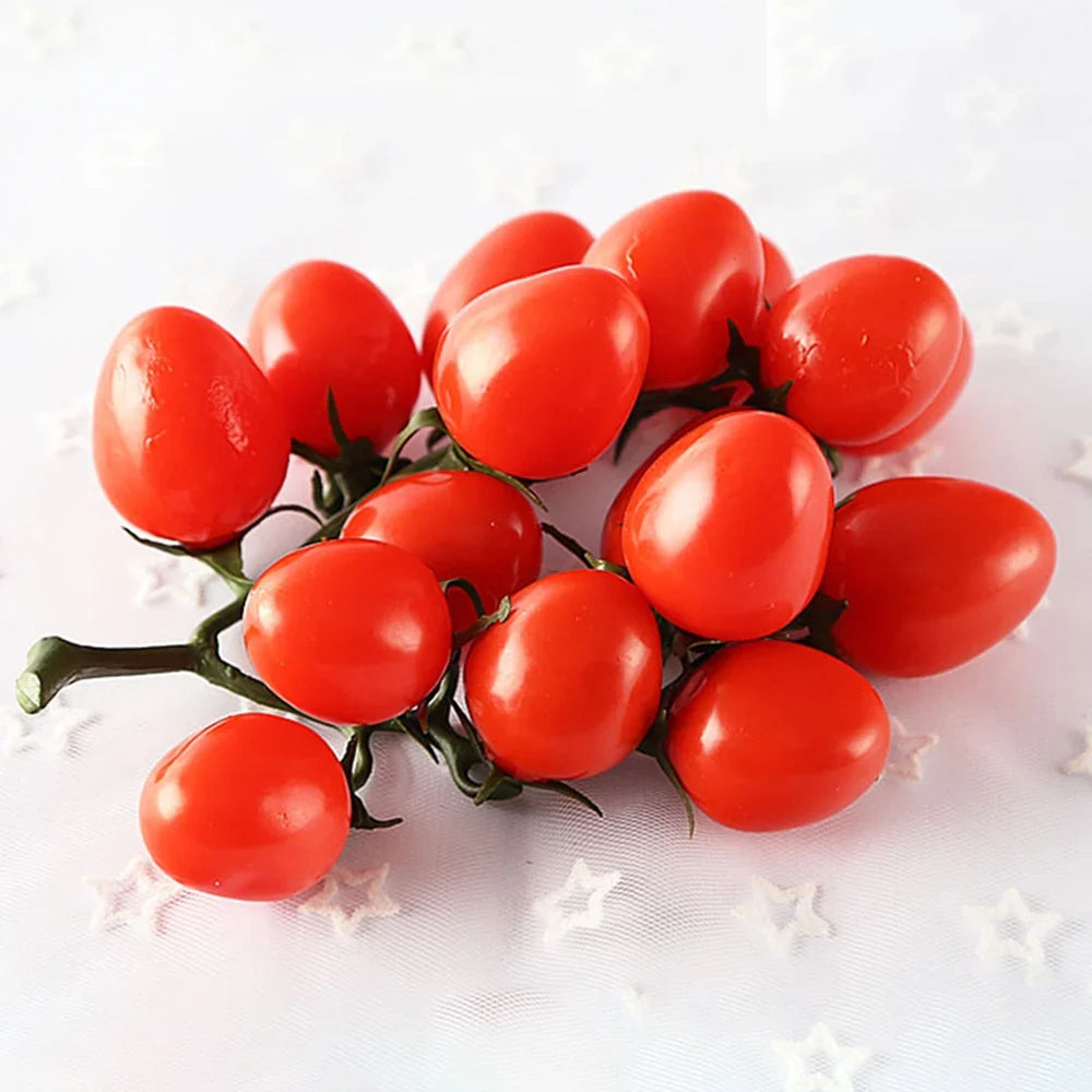 Artificial Cherry Tomato Vine Bunch – Realistic PU Fake Fruit Decor Artificial Fruit Decor Qme Red