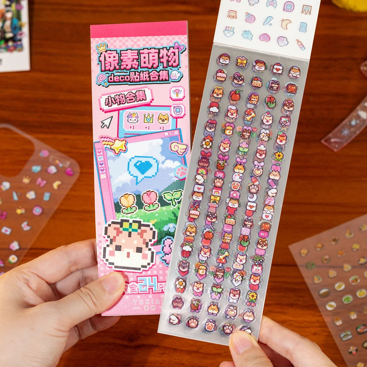 Whisper Series Film Cutting Sticker Book – 24pc Colorful PET Decorative Sticker Book Qme G-48 Pcs