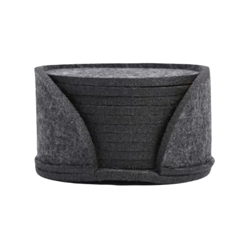 Round Felt Coasters – Heat Resistant & Absorbent Set of 10 Felt Coaster Set Qme Dark Grey