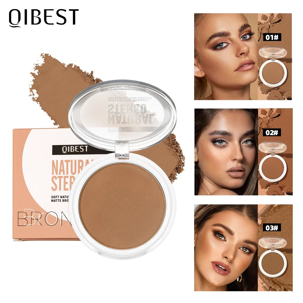 QIBEST Contour & Bronzing Powder Palette – Highlighter Makeup Contour Bronzer Palette Qme