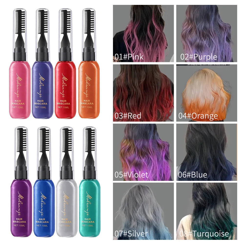Disposable Hair Dye Highlight Mascara – 8 Colors | Dual-Use Hair Dye Mascara Qme