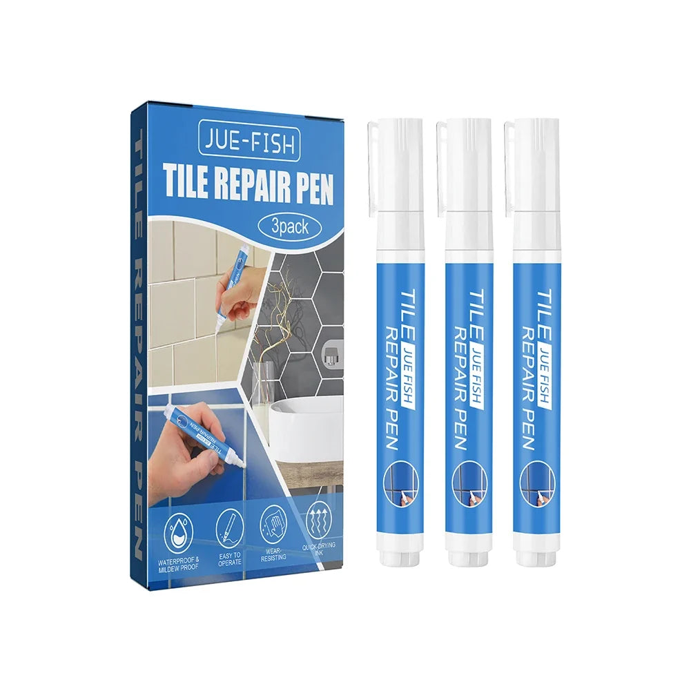 White Grout Pen Tile Paint Marker – Mildew-Proof Filler 3-Pack Grout Repair Pen Qme