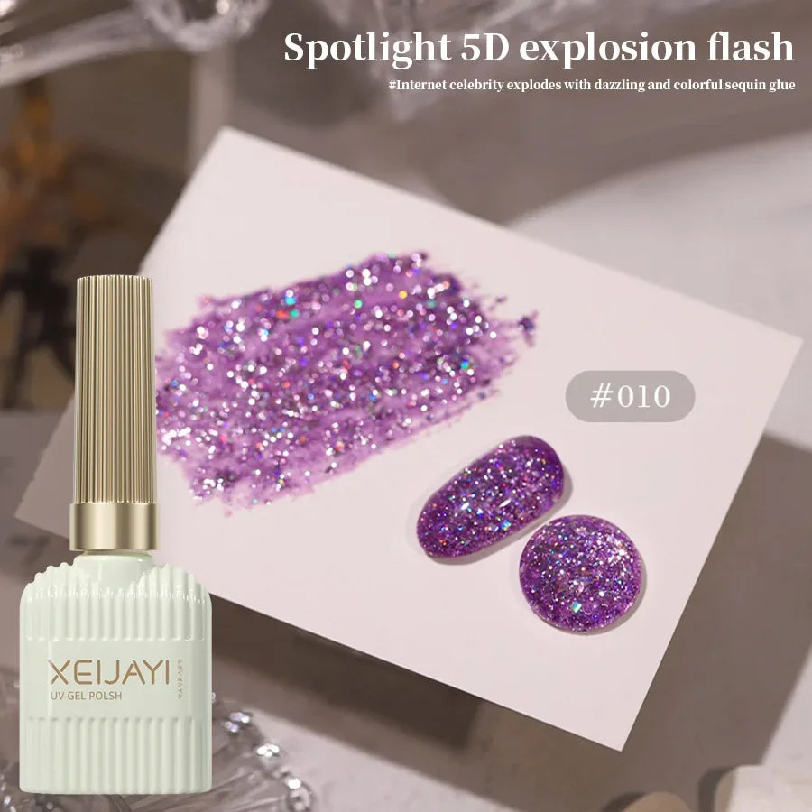 Holographic Glitter Gel Nail Polish – 10 Spring Colors Set Gel Nail Polish Set Qme