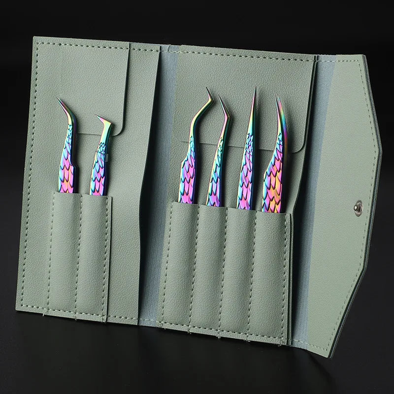 Qme High-Precision False Eyelash Tweezers Set – 6 Pcs Eyelash Tweezers Set Qme