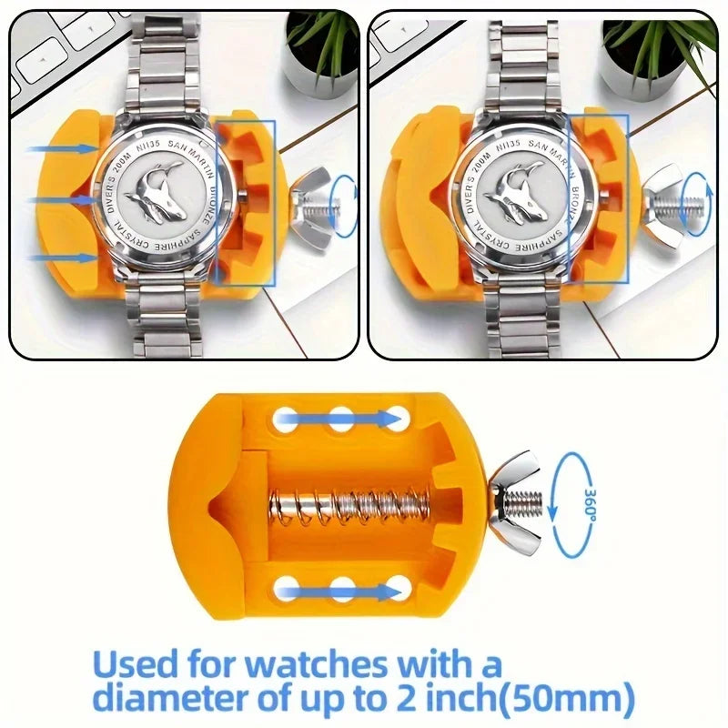 Watch Back Remover Tool – Adjustable Case Opener & Holder Watch Repair Tool Qme