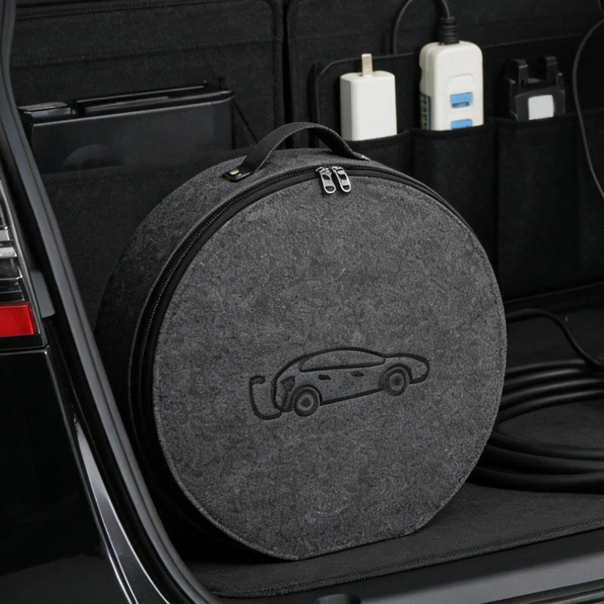 Weatherproof Felt EV Charging Cable Storage Bag & Organizer EV Charger Storage Bag Qst